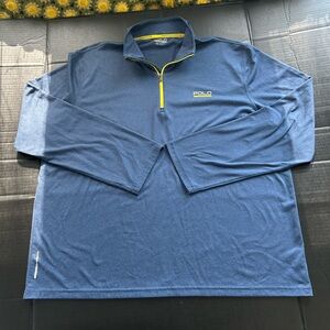 Polo Sport Ralph Lauren 1/4 zip mens 2XL blue yellow Performance Thermo Vent